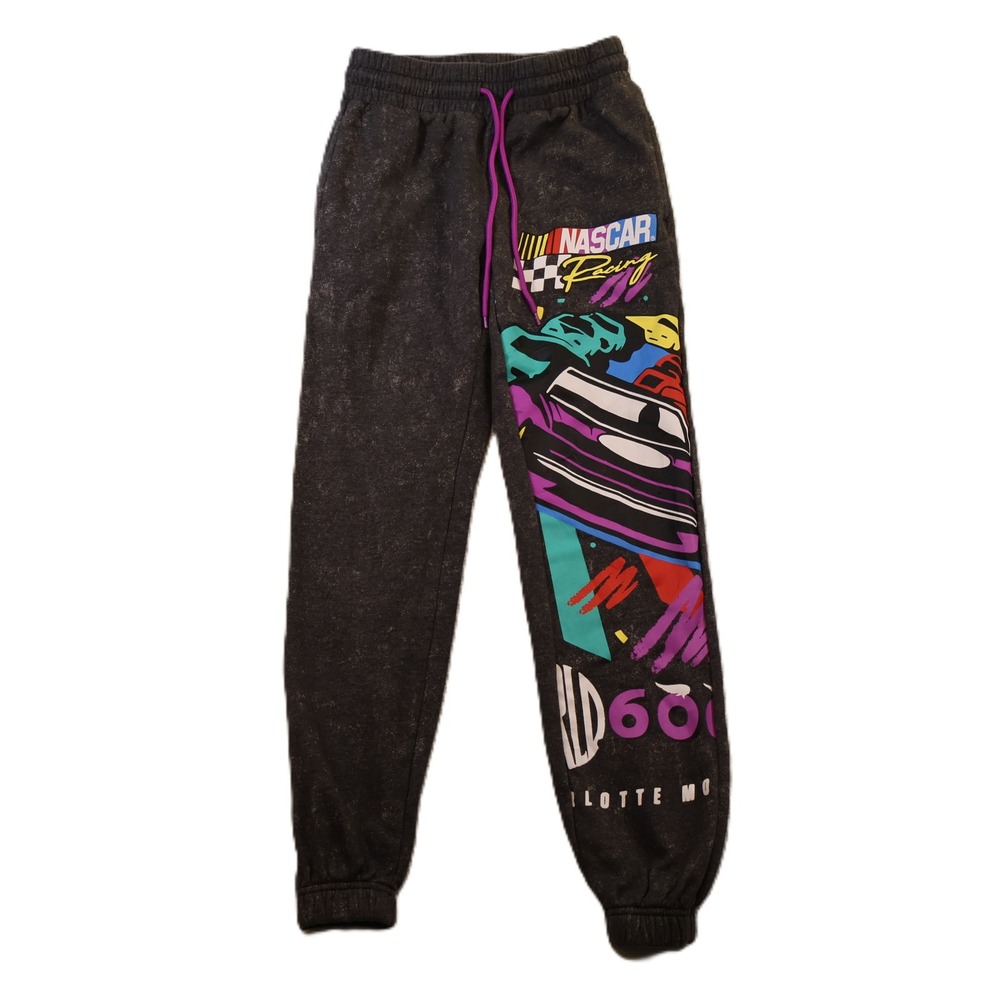 NASCAR Unisex XS Joggers Grey Acid Wash Graphic Racing Sweatpants